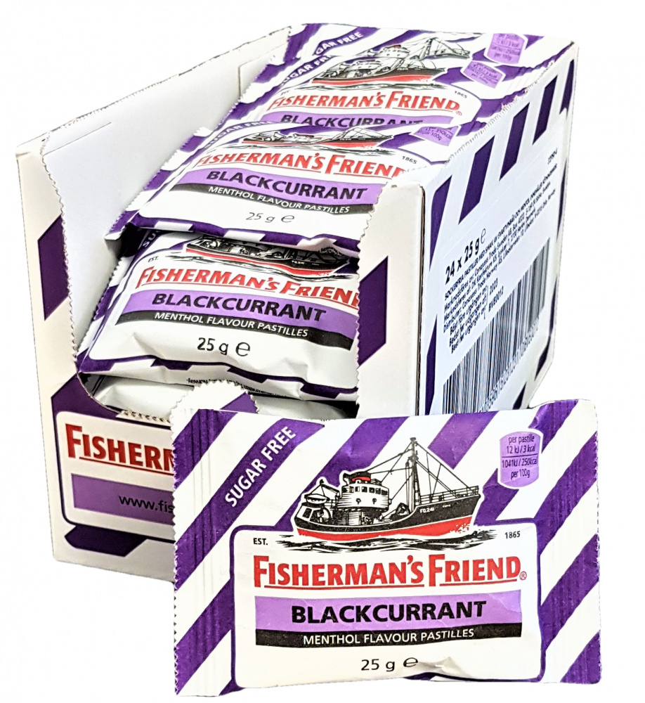 Fisherman's Friend Sorten . Fisherman's Friend Solbær 24x25g HEL ESKE - Lavpriskurven